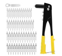 LONENESSL Rivet Gun, Pop Rivet Gun Kit, Heavy Duty Hand Riveter with 400PCS Rivets and 4 Size Drill Bits, Rivet Gun Set Manual Riveting Tool for Leather Metal Plastic DIY Projects