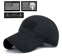 Loneshark Tactical Military Mens Camo Baseball Hat with American Flag Skull Patch Patriotic Operator Camouflage Cap for Women, Army-black-bw, One size