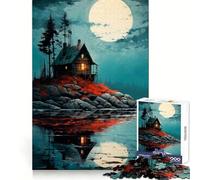 Lonesome Cabin by The Lake Adults 1000 Piece Jigsaw Puzzle Unwind Game Clear Tone Enjoyable Challenge Unique Gift (50x75cm)
