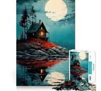 Lonesome Cabin by The Lake Jigsaws 1000 Pieces for Teenagers Mind Workout Smooth Joint Home Fun Birthday Idea (38x52cm)