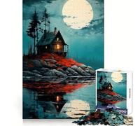 Lonesome Cabin by The Lake Jigsaws 1000 Pieces for Teenagers Mind Workout Smooth Joint Home Fun Birthday Idea (38x52cm)