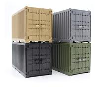LONESTAR Clamping Blocks Ship Container Set of 4 Cargo Containers in Black, Grey, Green, Beige, Compatible with Other Brands, Ideal for Port, City, Diorama Construction Sets & Landscapes