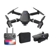 Lonexo V3 Drone E88 4k Dual wide-angle HD camera WiFi height Hold Foldable RC quadrotor helicopter Rechargable Camera-free children's toys (Black)