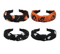 Lonext 4PCS Halloween Headbands for Women Knotted Headband with Spooky Ghost Pumpkin Corn Spider Skeleton Halloween Hair Accessories for Girls