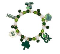 Lonext Beaded Stretch Bracelet for Women, Boho Y2k Style, St. Patrick's Day Valentine's Day Theme, 7.0 Inch, Clay Material, Round Shape, Spring Ring Clasp, One Size, Glass, no gemstone