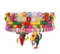 Lonext Cinco de Mayo Beaded Bracelet Stackable Mexican Fiesta Stretch Bracelet Holiday Sombrero Chili Pepper Pinata Festive Charm Bracelets, One Size, Clay, no gemstone