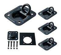 Lonffery 4 Pack Recessed D-Ring Tie Down Anchors (6,000 lb. Capacity), Heavy Duty Kit for Trailer or Deliveries, Black