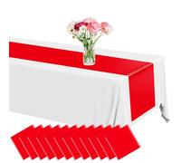 Lonfliness 12 Pack Plastic Table Runner 14 X 108inch Red Long Wedding Table Runner Disposable Red Table Runner for Dinner Red Table Decorations for Christmas Wedding Graduation Birthday Party Decor