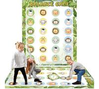 Lonfliness Jungle Animal Pose Balance Floor Game for 2 or More Players, Safari Animal Large Mat Party Game Indoor Outdoor Family Reunion Games for Friends Adult Group Activity Jungle Party Favor Gift