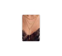 Long 16K Gold Plated Layered Chain Pendant Necklace Jewellery for Women | Trendy Dainty Y-Shaped Drop Lariat Necklace with Waterdrop Tassel, Green Zircon or White Imitation Pearl