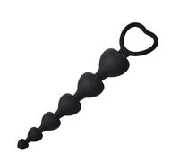 Long Anal Beads with Heart Pull Ring Silicone Anal Butt Plug Anal Trainer Chain Link Anus Dilator G-Spot Stimulator Prostate Massager Sex Toy for Women Men Couples