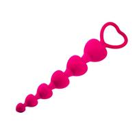 Long Anal Beads with Heart Pull Ring Silicone Anal Butt Plug Anal Trainer Chain Link Anus Dilator G-Spot Stimulator Prostate Massager Sex Toy for Women Men Couples