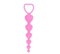 Long Anal Beads with Heart Pull Ring Silicone Anal Butt Plug Anal Trainer Chain Link Anus Dilator G-Spot Stimulator Prostate Massager Sex Toy for Women Men Couples