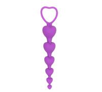 Long Anal Beads with Heart Pull Ring Silicone Anal Butt Plug Anal Trainer Chain Link Anus Dilator G-Spot Stimulator Prostate Massager Sex Toy for Women Men Couples