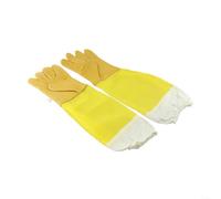 Long Anti Bee Gloves Pair Featuring Sheepskin and Ventilation Mesh Fabric with Elastic Cuffs for Comfortable, Secure Fit (yellow XXL)