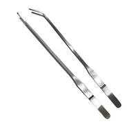 Long Aquarium Tweezers - Pair of 27cm Stainless Steel Double Tools, Extended Aquatic Handle | Straight & Curved Handling Tools For Snake Reptile Maintenance