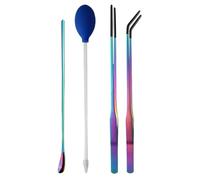 Long Aquarium Tweezers, Terrarium Tools - Aquarium Rubber Tip Feeding Tweezers 4 Pieces, Comfortable Ergonomic Terrarium Supply for Professional Reptile Care