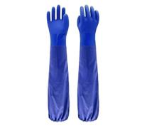 Long Arm Pond Gloves, 70cm Waterproof PVC Cleaning Gloves with Non-Slip Hands | Full Arm Length Gauntlets for Pond, Aquarium, Pool, Gutter Clearing, & Drain Cleaning | Blue, One Size