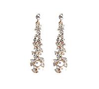 Long Artificial Pearl Earrings Long Earrings Shiny Rhinestone Pearl Earrings Tassel Drop Earrings