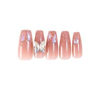 Long Ballerinas False Nails Butterfly Coffin Full Cover Artificial Detachable Press on Butterfly Coffin Press on Artificial