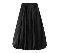 Long Balloon Skirt for Women Elegant High Waist Plain A-line Casual Summer Elegant Lantern Skirt Solid Elastic Waist A-line Balloon Skirt Casual Streetwear, black, One Size