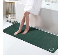 Long Bath Mat Runner Rug for Bathroom - Non-Slip Absorbent Quick Dry Thin Floor Mat, Rubber Backed, Easy Care - 15.7"x47.2", Dark Green
