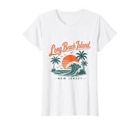 Long Beach Island New Jersey Sunset Wave Value Graphic T-Shirt, Women, White, L