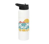 Long Beach Palm Trees Ocean Sunset Mountains Stainless Steel Insulated Water Bottle