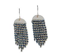 Long Beaded Dangle Earrings Boho Native Handmade Seed Bead Tassel Earring for Women Girls Statement Beaded Drop Fringe Hook Prom Dress Accessories Black