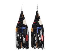 Long Beaded Tassel Earrings - Bohemian Fringe Drop Earrings Statement, Seed Bead Tribal Dangle Earrings, Pendientes De Borla, Idea for Women, Valentine, bead, bead