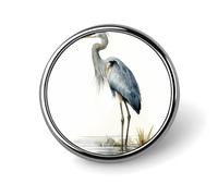 Long-beaked Heron Button Pin,exquisite Round Badge Custom Badge Pins Kit Funny Gifts for Couples, Friends, Clothing Accessories, 3 Styles