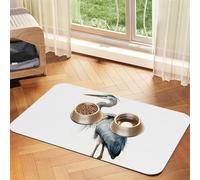 Long-Beaked Heron Dog Food Mats for Floors, 16x24 Inch Non-Slip Super Absorbent Pet Food Mat, Dishwasher Dog Mat for Food and Water, Cute Rubber Quick Dry Pet Feeding Mat for Dogs Puppy Cats