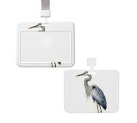 Long-Beaked Heron Id Badge Holder with Lanyard Waterproof Key Card Holder Case Id Card Protector with Clear Id Window Name Tags for Women Men Work Office Doctor Nurse