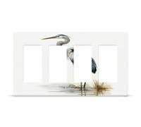 Long-beaked Heron Outlet Cover Exquisite Durable Decorative Wall Plate Premium Polycarbonate Thermoplastic 4-Gang Faceplate Covers Fashion Hidden Screw Light Switch Cover