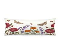Long Bed Pillowcase for Women Side Sleeper, Spring Floral Bird Chinoiserie Standard Bolster Pillowcase, Body Pillow Cases with Zipper Closure, Wildflower, 50x137 cm / 4.6ft