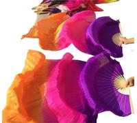 Long Belly Dance Fans,Fan Veils One Pair Belly Dance Silk Veils Women Stage Performance Show Props Light Weight Flowy Costume Accessory Oriental 1.8M(Green,210cm)