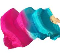 Long Belly Dance Fans,Fan Veils One Pair Belly Dance Silk Veils Women Stage Performance Show Props Light Weight Flowy Costume Accessory Oriental 1.8M(Black,150cm)