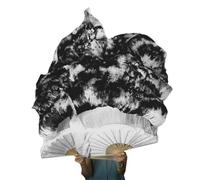 Long Belly Dance Fans,Fan Veils Tie-dye 1 Pair Real Silk Belly Dance Fans Classic Size Bamboo Ribs Fan Veil Preformance Show Props(Blue,180x90cm)