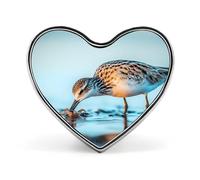Long-billed Curlew Heart Metal Brooches 1 Inch Decorative Badges Exquisite Decorations Pins for Clothing