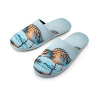 Long-billed Curlew Men's Flannel Slipper Soft Comfy House Shoes Non Slip Winter Warm Indoor Outdoor Slippers