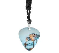Long-billed Curlew Vintage Pick Necklace Guitar Bass Pick Pendant &B Steel Music Jewelry for Music Lovers