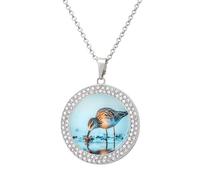 Long-billed Curlew Women's Round Diamond Necklace Vintage Alloy Pendants Multicolored Sparkly Jewelry