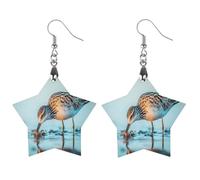 Long-billed Curlew Wooden Earrings Artistic Wood Pendants Vintage Earring Hooks Jewelry for Women Apricot Shaped
