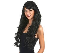 Long black glamour wig with curls for women