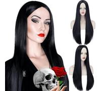 Long Black Wig for Costume, Cher Costume Halloween Wig for 70s Party Witch Costume Wig for Women-30Inches