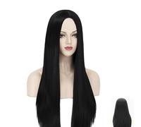 Long Black Wig for Women - Synthetic Straight Hair for Halloween, Party, Cosplay, Anime, Carnival Fancy Dress Accessories