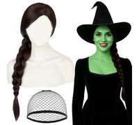 Long Black Wigs for Women, Witch Wig, 2 PCS Witch Costume with 1 Black Wig + 1 Hair Net, Witch Wigs for Women for Halloween, Christmas, Carnival, World Book Day Cosplay and Theme Parties