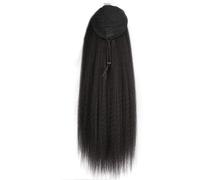 Long Black Yaki Straight Drawstring Ponytails for Women,Synthetic Slight Kinky Ponytail Extension Clip in for Daily Party Use for Daily Use(26inch)