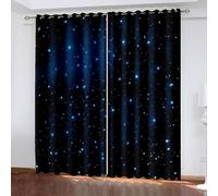 Long Blackout Curtains, Curtains 54 Inch Length 2 Panels Set Starry Sky Polyester Black Blue Drapes for Window Living Room 2 Panels 38W x 54L Inch