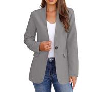 Long Blazer Women's Elegant Stand-Up Collar - Women's Blazer Long Summer - Long Blazer Sweat Summer Blazer Transition Jacket Suit Jacket For Modern Sporty Tailored Lightweight Jersey Tweed, gray, 10